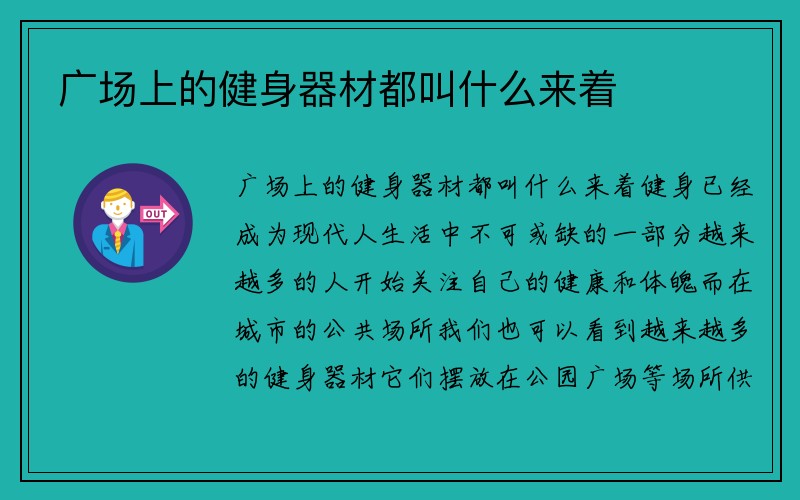 广场上的健身器材都叫什么来着