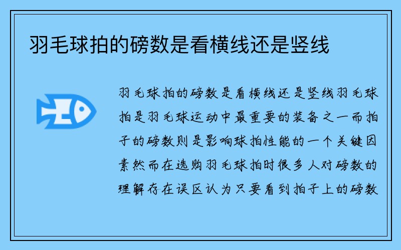 羽毛球拍的磅数是看横线还是竖线