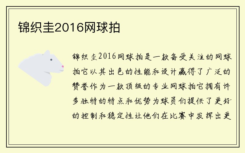 锦织圭2016网球拍