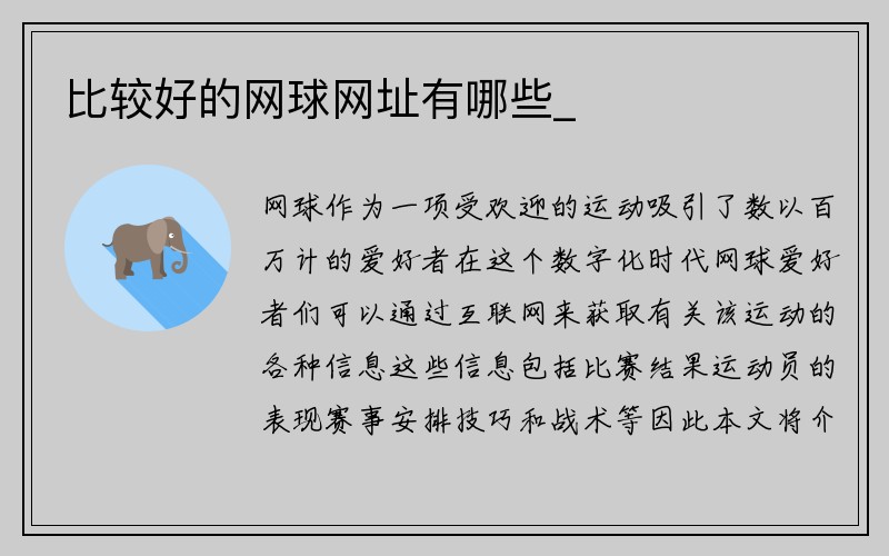 比较好的网球网址有哪些_